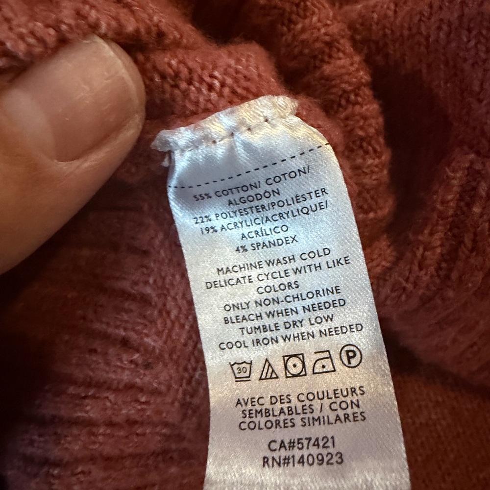 LOFT Rust Sweater Poncho - Picture 2 of 3